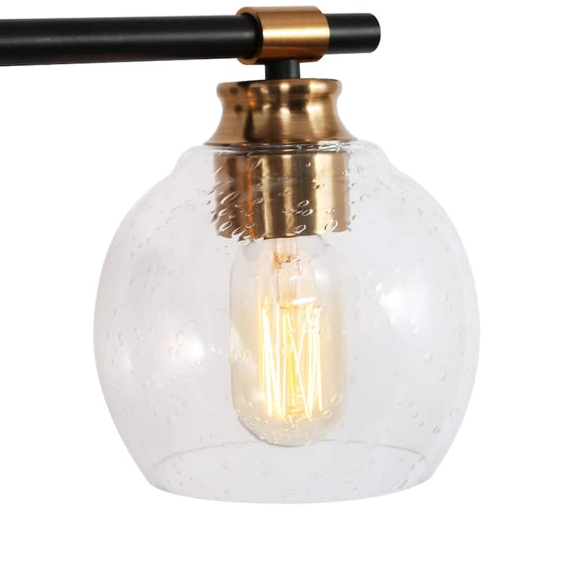 Modern 2/3-Light Black Gold Bathroom Vanity Light Dimmable Globe Seeded Glass Wall Sconces