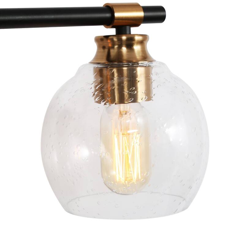 Modern 2/3-Light Black Gold Bathroom Vanity Light Dimmable Globe Seeded Glass Wall Sconces