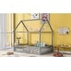 preview thumbnail 5 of 6, Gray Full Pine House Bed with Fence, Door, Solid Construction