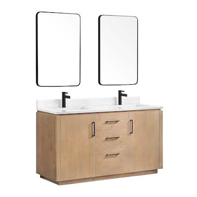 San Double Bath Vanity with Composite Stone Top and Mirror