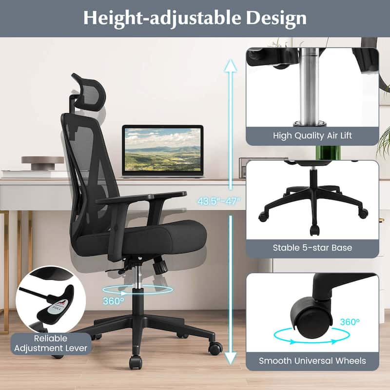 Costway Ergonomic Office Chair with Adjustable Lumbar Support Tilting - See Details