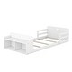 preview thumbnail 4 of 5, Twin Size Floor Bed with Storage Footboard and Guardrail, White