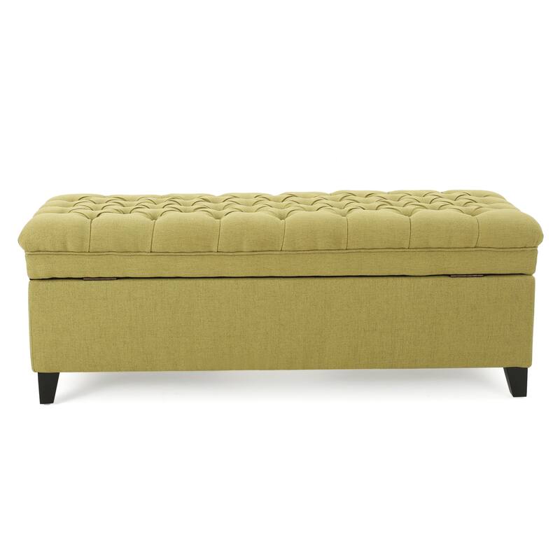 Storage Ottoman, 50" Upholstered End of Bed Bench with Safety Hinge, Large Entryway Bench, Foot Rest Stool for Living Room
