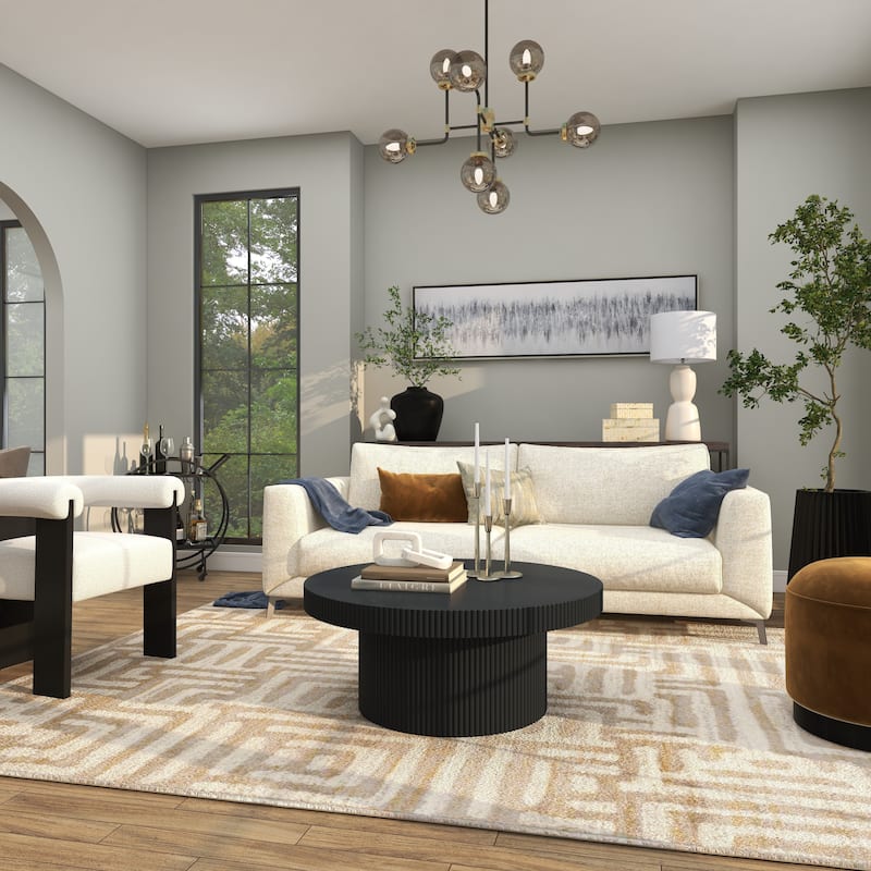 Gray Canvas Abstract Living Room Framed Wall Art with Silver Frame