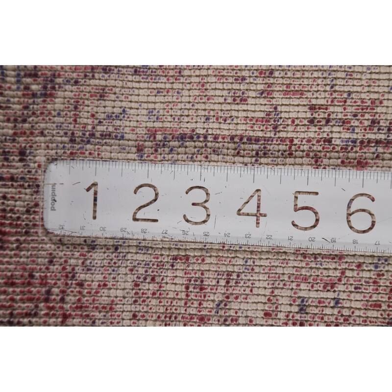 Contemporary Abstract Round Area Rug Handmade Beige Wool Carpet - 6'6" x 6'6"