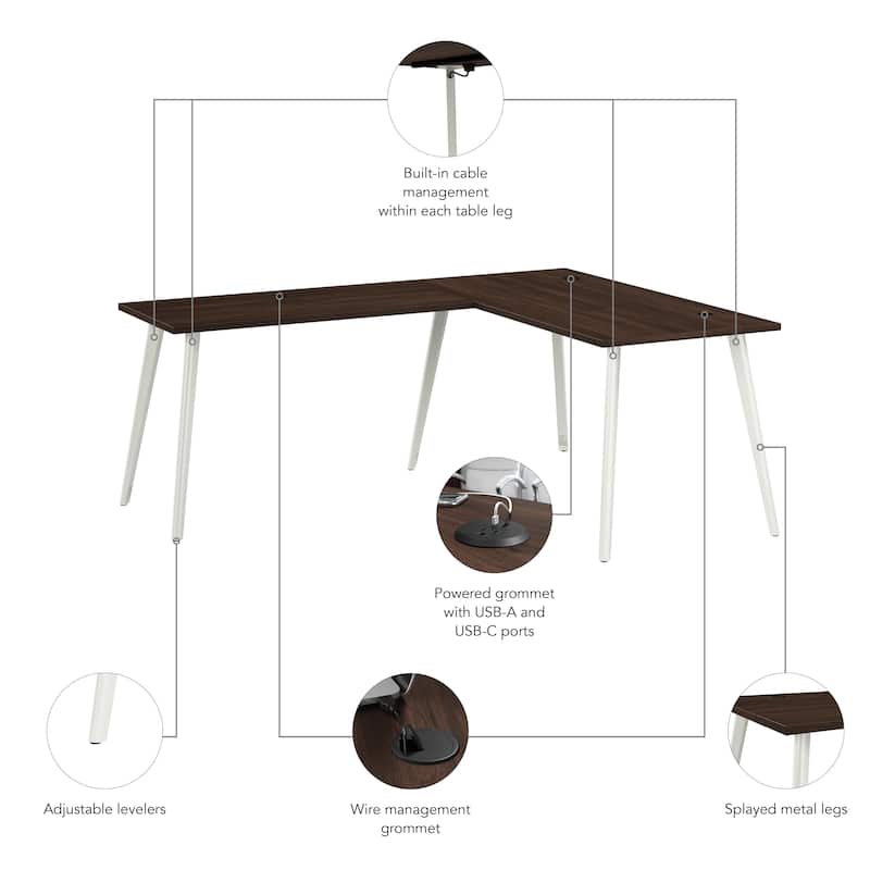 Bush Business Furniture Vista 60W L Shaped Desk with Splayed Legs