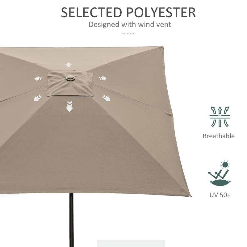 Outsunny 6.6 X 10 ft Rectangular Market Umbrella Patio Outdoor Table Umbrellas with Crank & Push Button Tilt