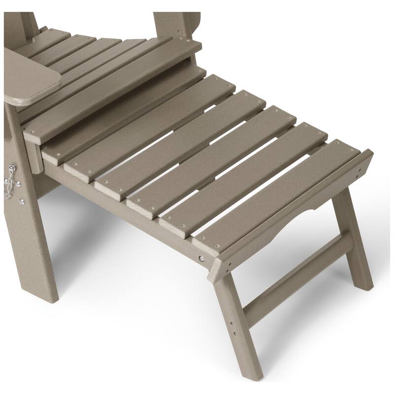 Laguna Outdoor Folding Adjustable Adirondack Chair with Cup Holder & Hideaway Ottoman (Set of 2)