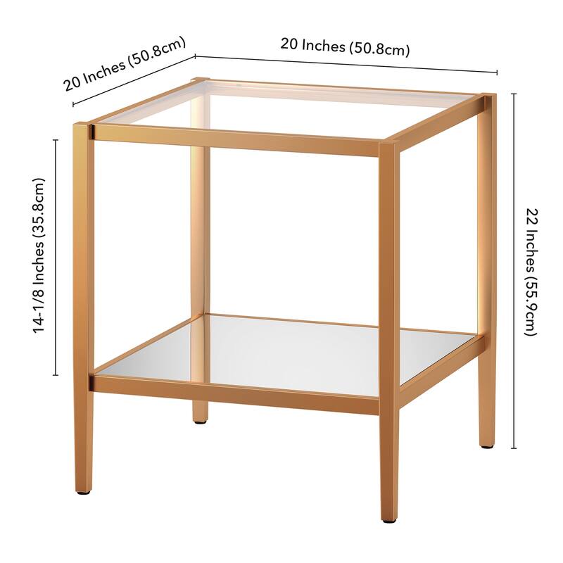 Hera 20" Wide Square Side Table with Mirror Shelf - 20" Wide