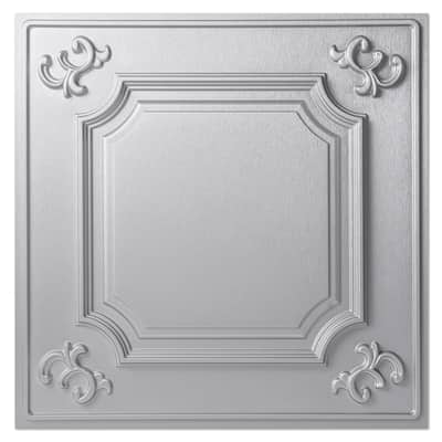 Art3d 2X2ft PVC Drop Ceiling Tiles in Argent Sliver,Glue Up Ceiling Tiles,12pcs