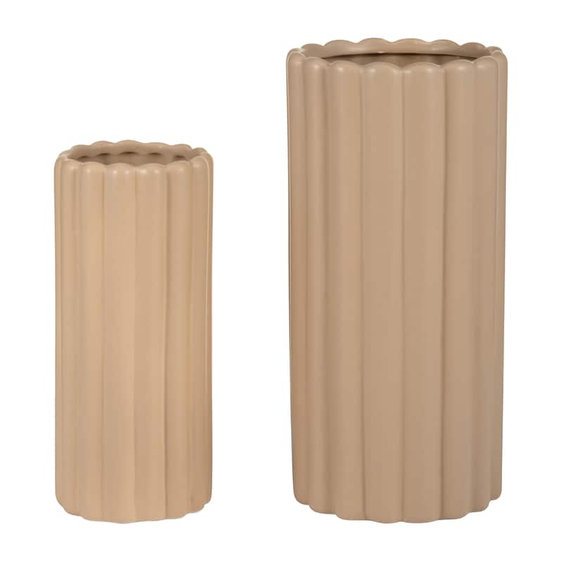 Sagebrook Home Chic Sculpted Ribbed Vase Set of 2