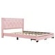 preview thumbnail 4 of 17, Queen Size Upholstered Platform Bed, with Button Tufted Upholstered Headboard and 2 Drawers,