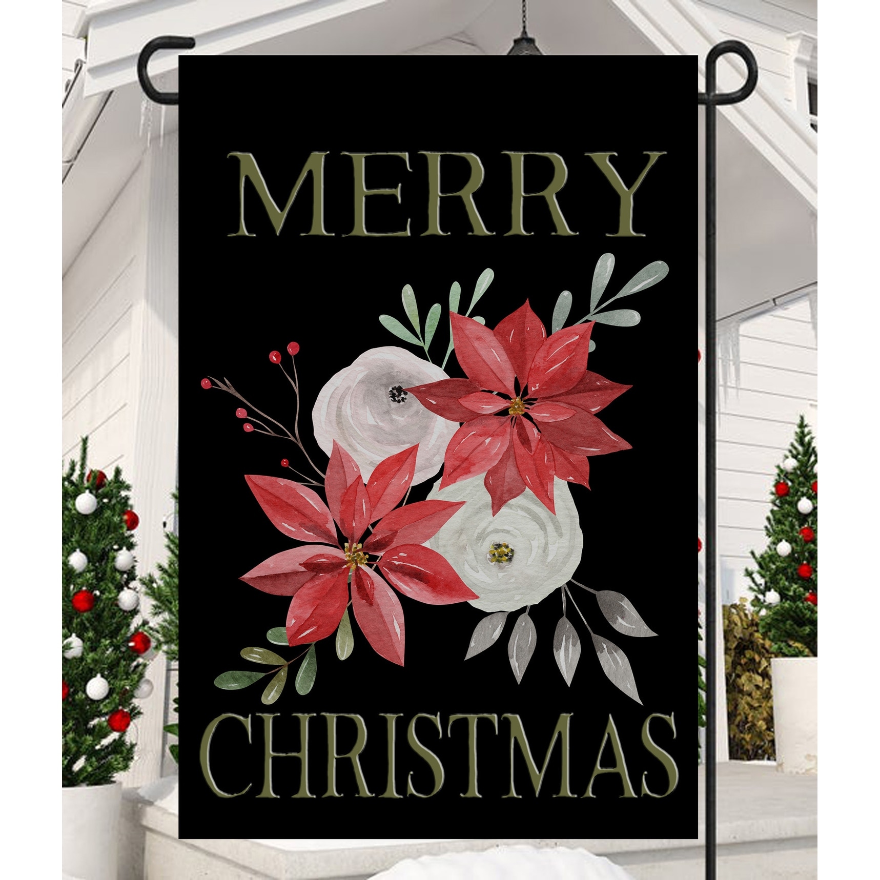 Vibrant Poinsettia Merry Christmas Decorative Rectangular Garden Flag 18 X 12 Overstock 32211593