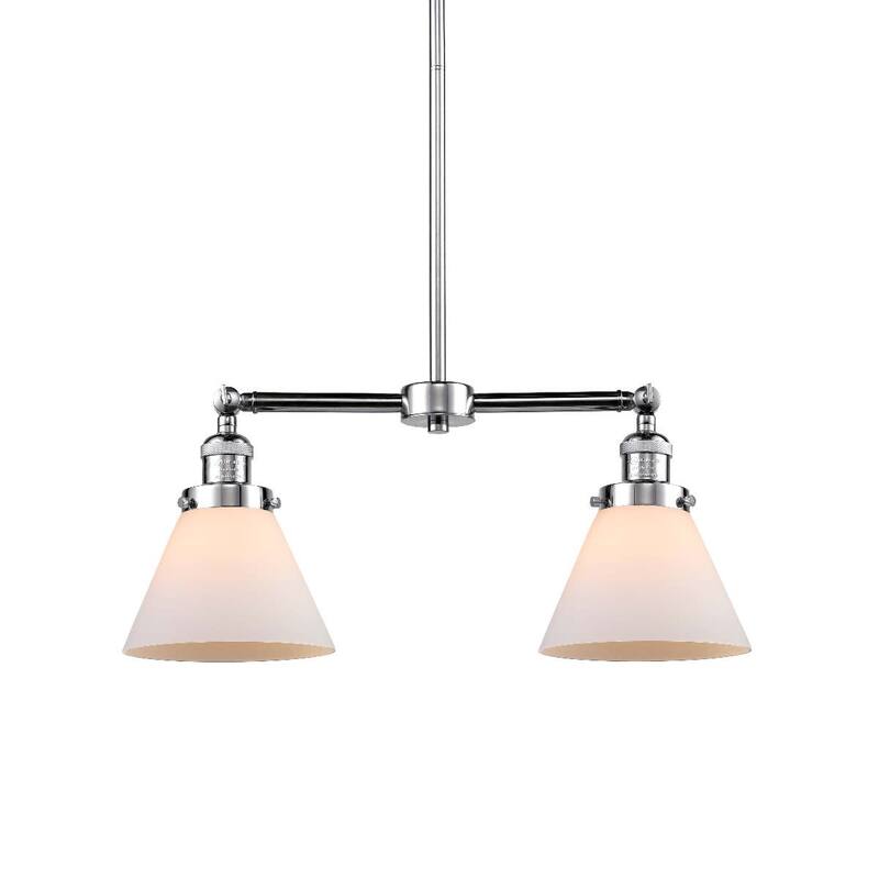 Innovations Lighting Large Cone 2 Light 21" Wide Linear Chandelier - Polished Chrome / Matte White Cased