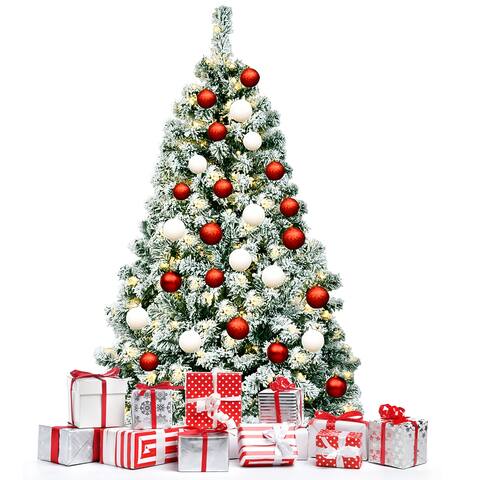 4.5Ft\6Ft\7.5Ft Pre-Lit PVC Snow Flocked Artificial Christmas Tree