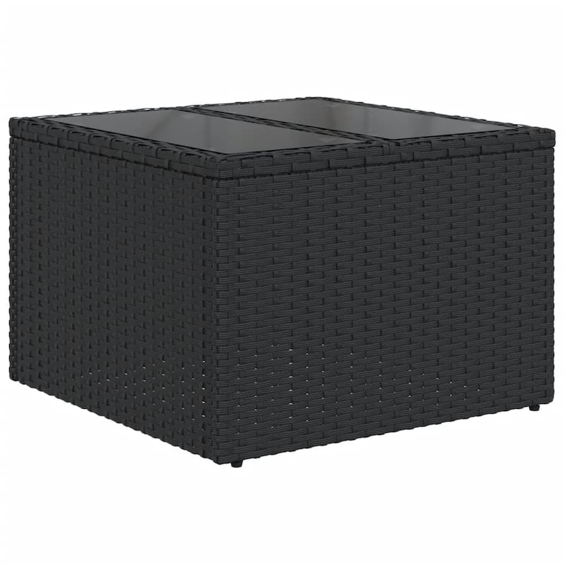 vidaXL 11 Piece Patio Sofa Set with Cushions Black Poly Rattan - 24.4" x 24.4" x 27.2"
