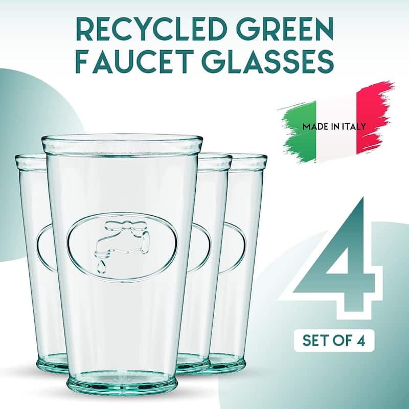 Amici Home Set of 4 Water Tap Collection Drinking Glassees - 16 oz