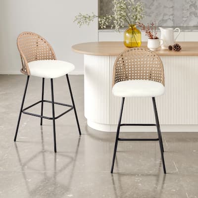 29.52"H Set of 2 Upholstered Bar Stools/ Counter Stools with Metal Leg - Set of 2