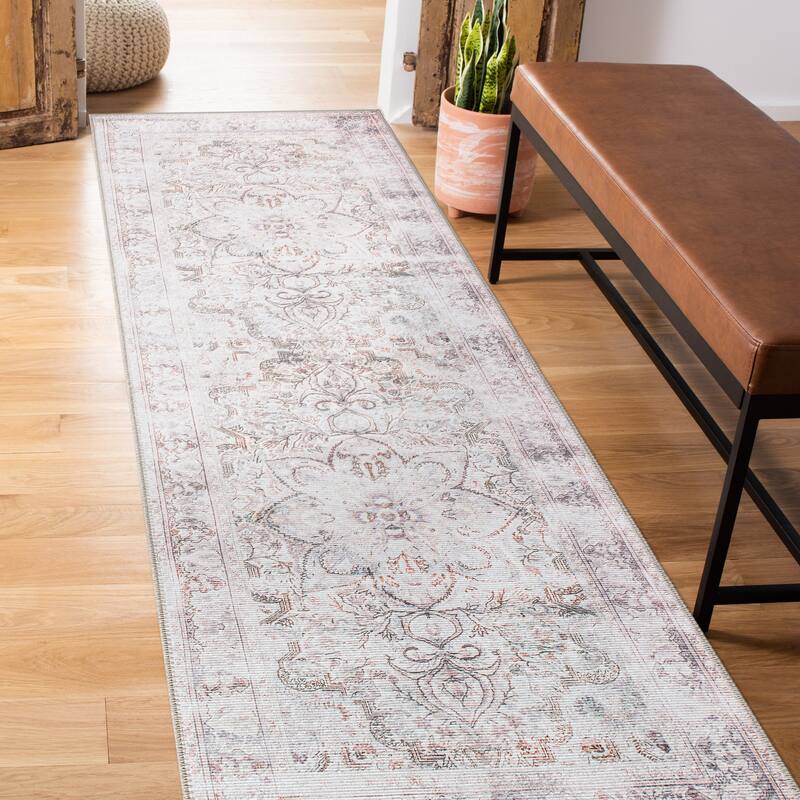 Bohemian Distressed Vintage Machine Washable Area Rug