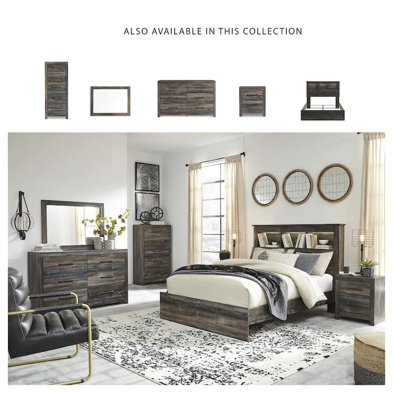 Drystan Rustic Brown Bookcase Bed