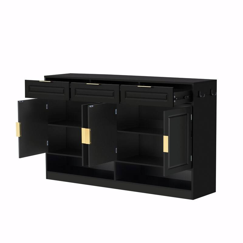 59.1" Multi-Functional Storage Buffet with Adjustable Shelf and Open Storage Compartments