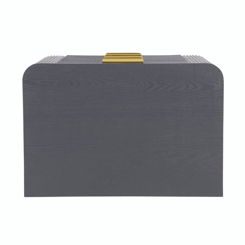 Mid-Century Fluted 3-Drawer Nightstand with Curved Design and Gold Handles