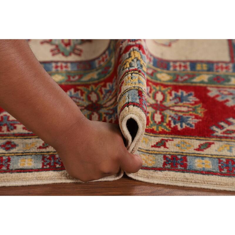 Traditional Beige Kazak Oriental Area Rug Handmade Wool Carpet - 5'2" x 6'10"