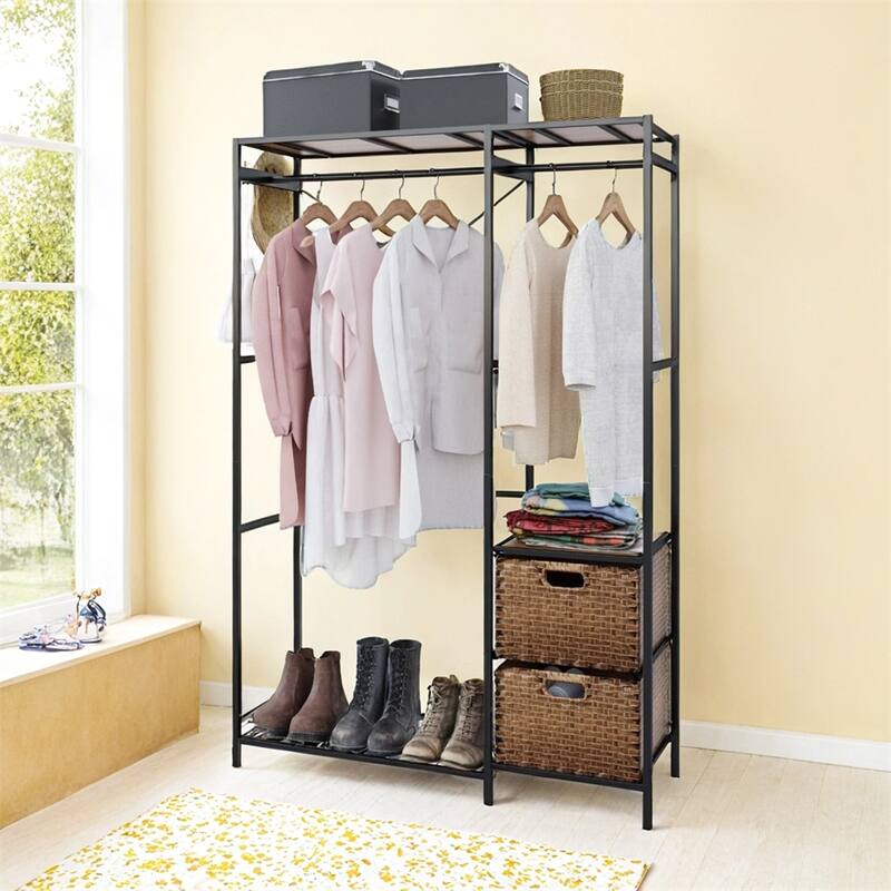 Acacia Wood Garment Racks,with Shelves,Heavy Duty Closet Organizer