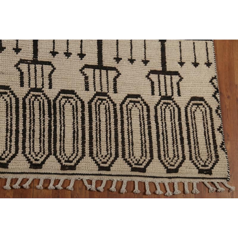 Trellis Moroccan Area Rug Handmade Living Room Wool Carpet - 9'0"x 12'3"