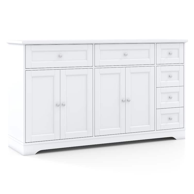 Gymax 59'' Large Storage Cabinet Buffet Sideboard w/ 4 Doors & 6