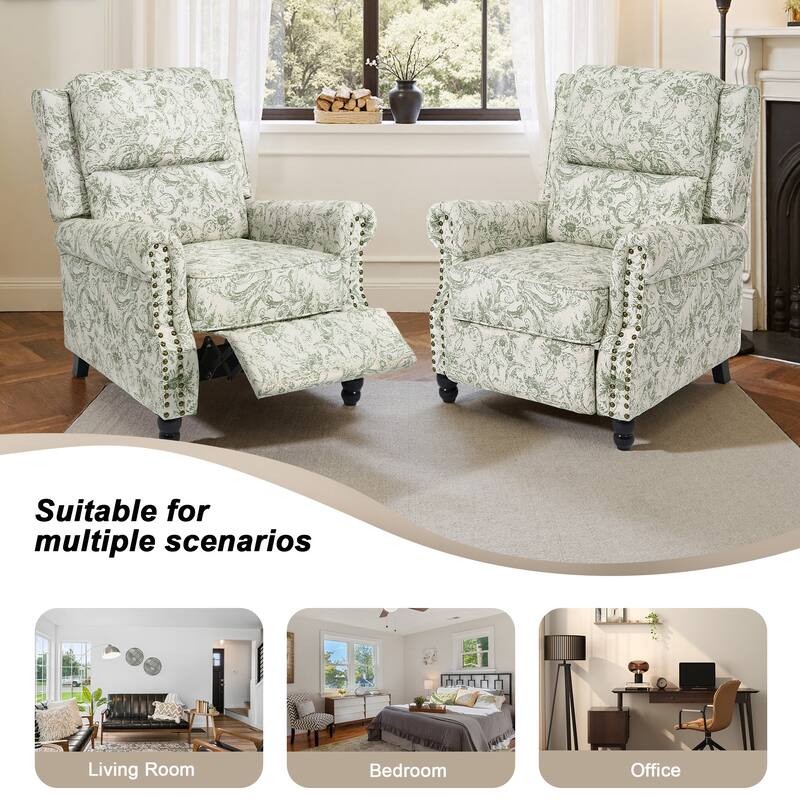 Manual Pushback Recliner Chairs with Nailhead Trim