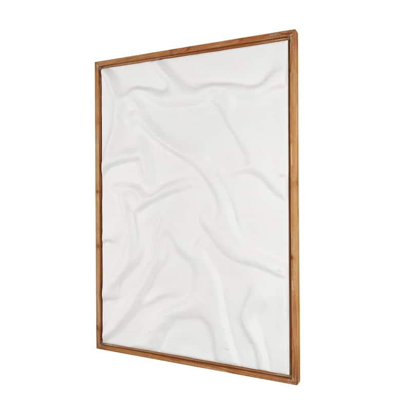 White Wood Abstract Dimensional Shaped Abstract Home Wall Decor with Brown Wooden Frame