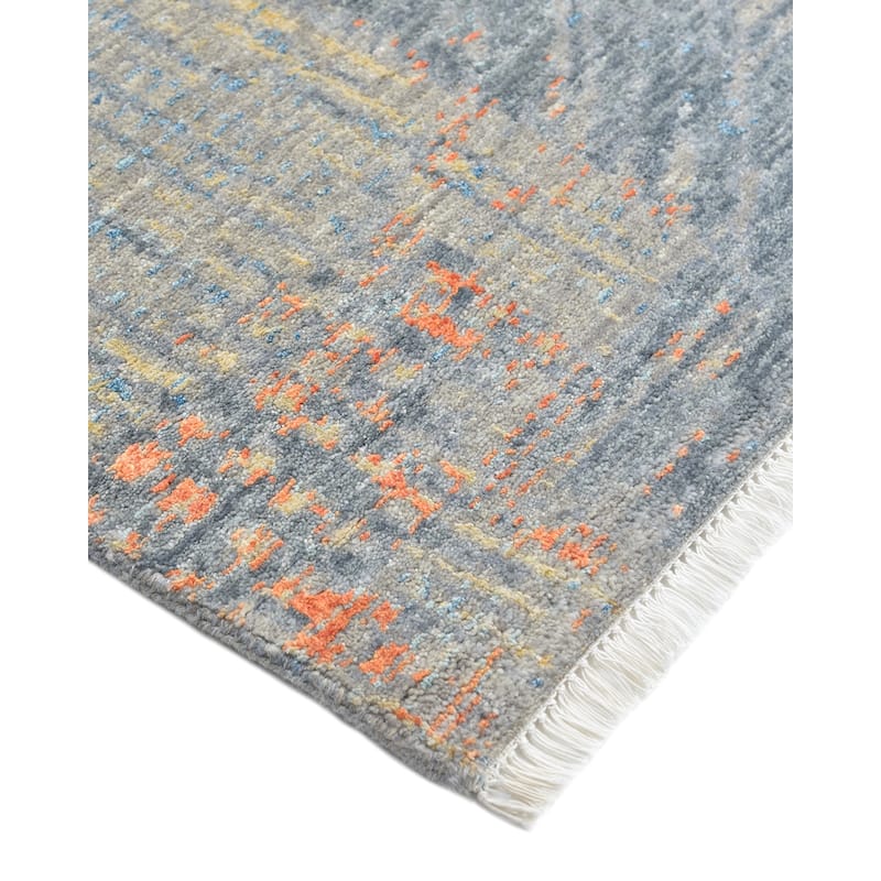 Overton Hand Knotted Wool Vintage Inspired Modern Contemporary Modern Gray Area Rug - 9' 2" x 12' 1"