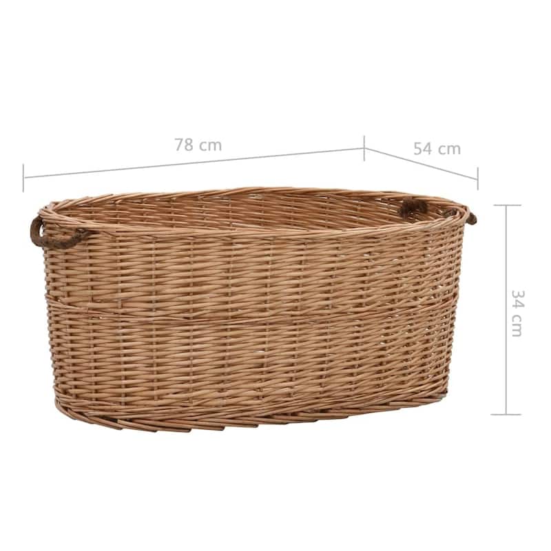 vidaXL Firewood Basket with Carrying Handles 30.7"x21.3"x13.4" Natural Willow - 30.7" x 21.3" x 13.4"