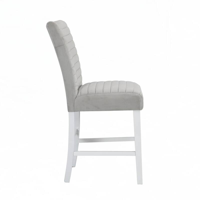 Set of 2 Velvet Upholstered Counter Height Chairs