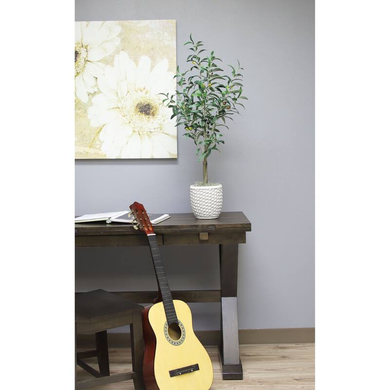 The Mod Greenhouse Faux Green Olive Tree in a Black Matte Planter Pot - 36