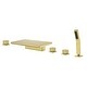 preview thumbnail 12 of 10, Waterfall Deck Mount Tub Faucet With Handheld Shower Brass Roman Bathtub Faucet Modern Tub Filler With Sprayer Brushed Gold