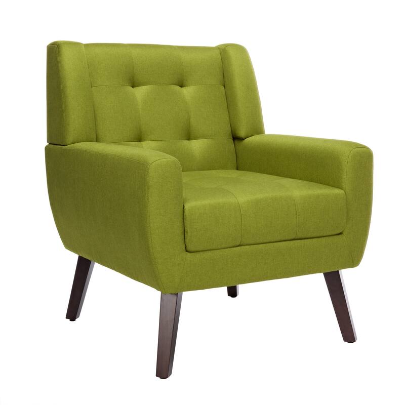 Modern Tufted Wingback Accent Chair Linen/Faux Leather/Velvet Armchair