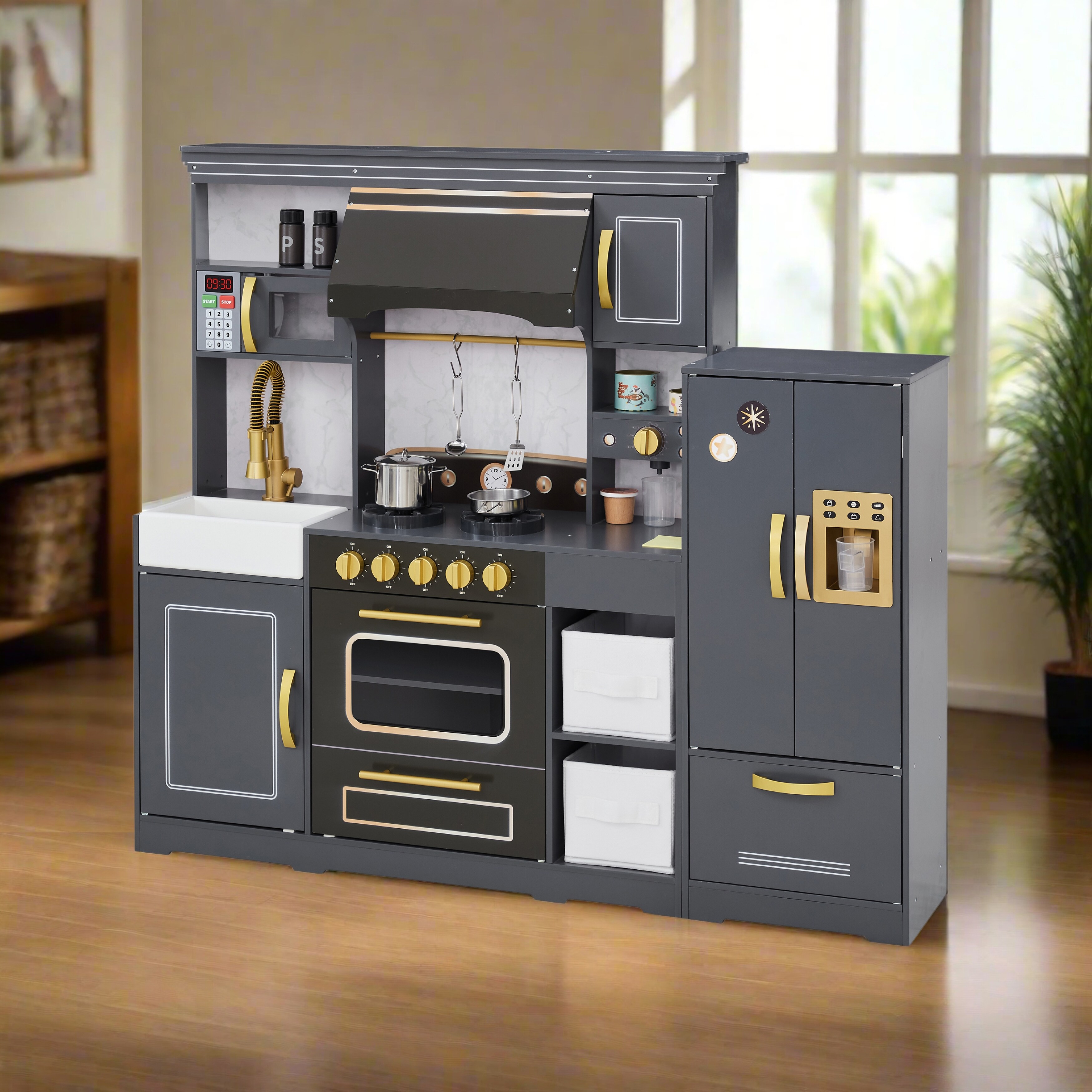 Teamson Kids Little Chef Colonie Play Kitchen Set with Accessories Gray Bed Bath Beyond 41698472