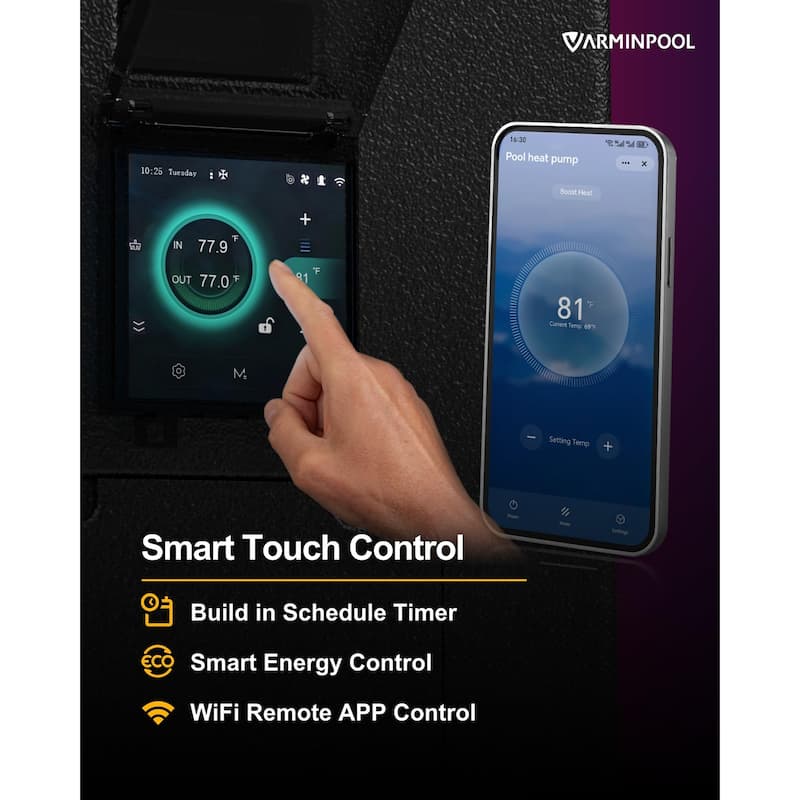 105000 BTU Inverter Pool Heat Pump for 30000 Gallon Swimming Pools