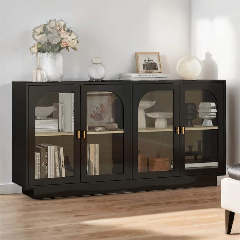 Storage Cabinet with Acrylic Door for Living Room, Dining Room, Study - Black