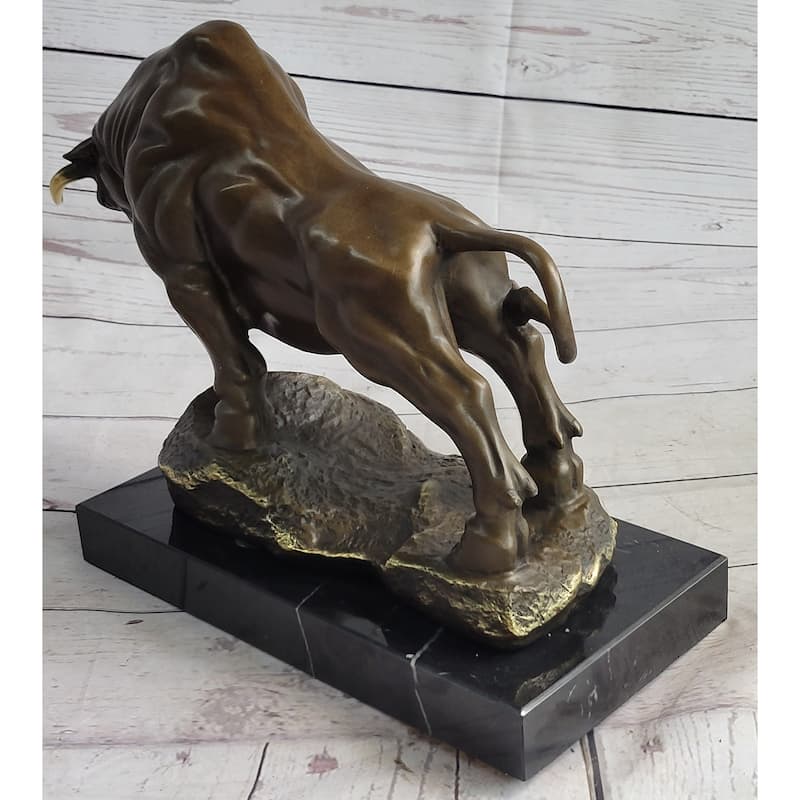 Charging Imitative Bull Bronze Metal Statue Sculpture Wall Street Stock Market Decor Original Art 10 Inches X 5 Inches