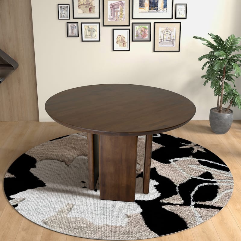 Sakuma 47.2" Japandi Style Solid Wood Round Dining Table - Walnut