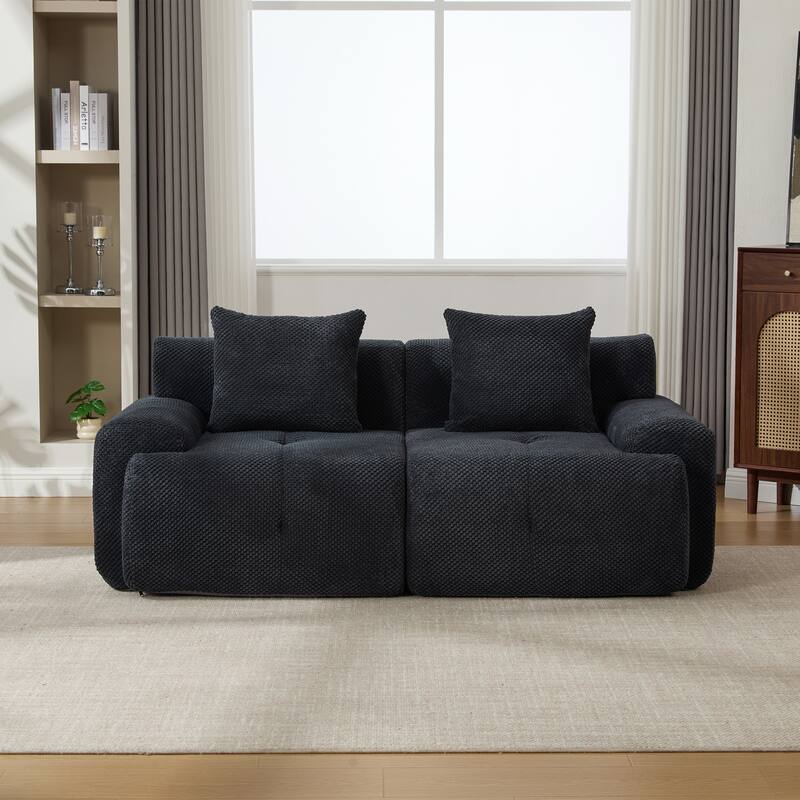 73.2"W Modern Upholstered Loveseat Sofa with 2 Pillows,Fluffy Compressed Sofa, No assembly required