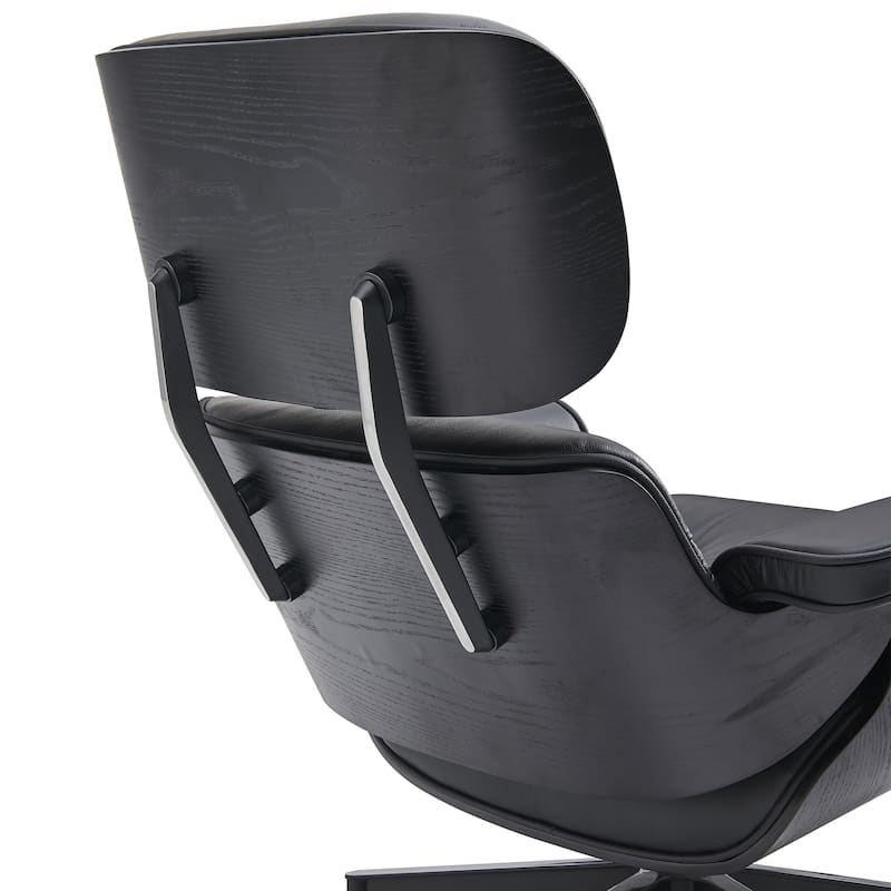 Mid-century Modern Lounger Real Leather Arm Chair and Ottoman Set