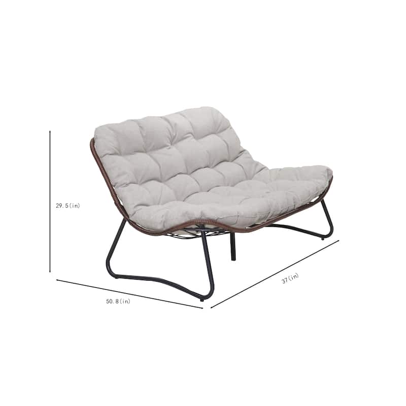 Patio Loveseat Sofa, Outdoor Wicker Loveseat with Luxury Thick Cushion, All-Weather Patio Furniture Set, Outdoor Glider Bench