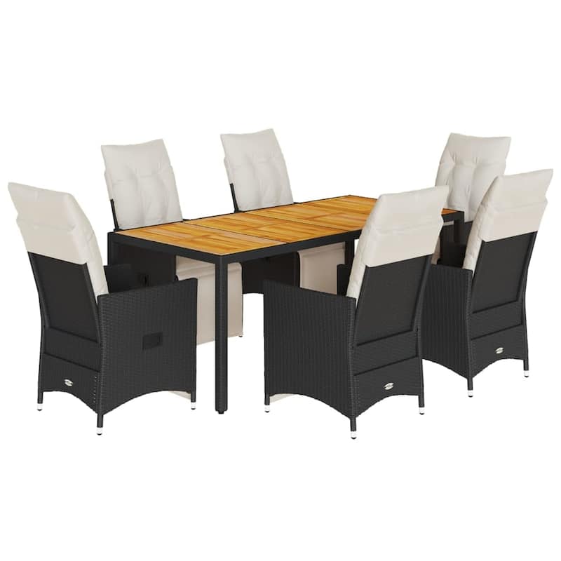 vidaXL Patio Dining Set with Cushions Outdoor Table and Chairs Bistro Set Black