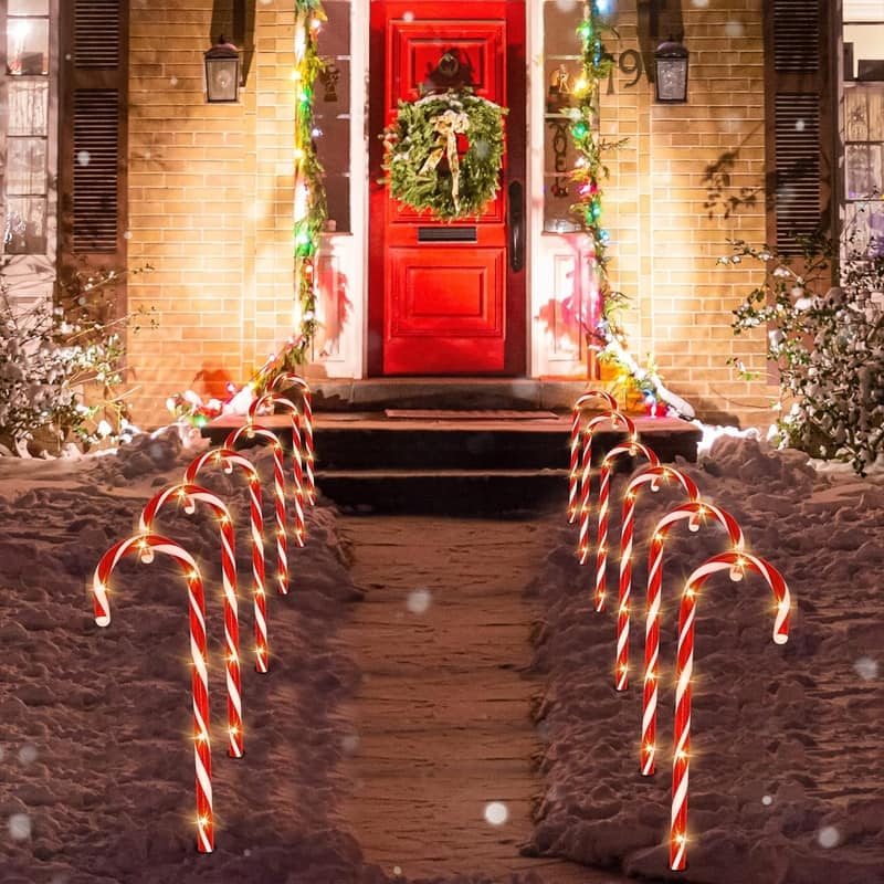 12Pcs Christmas Candy Cane Pathway, 12" - White and Red