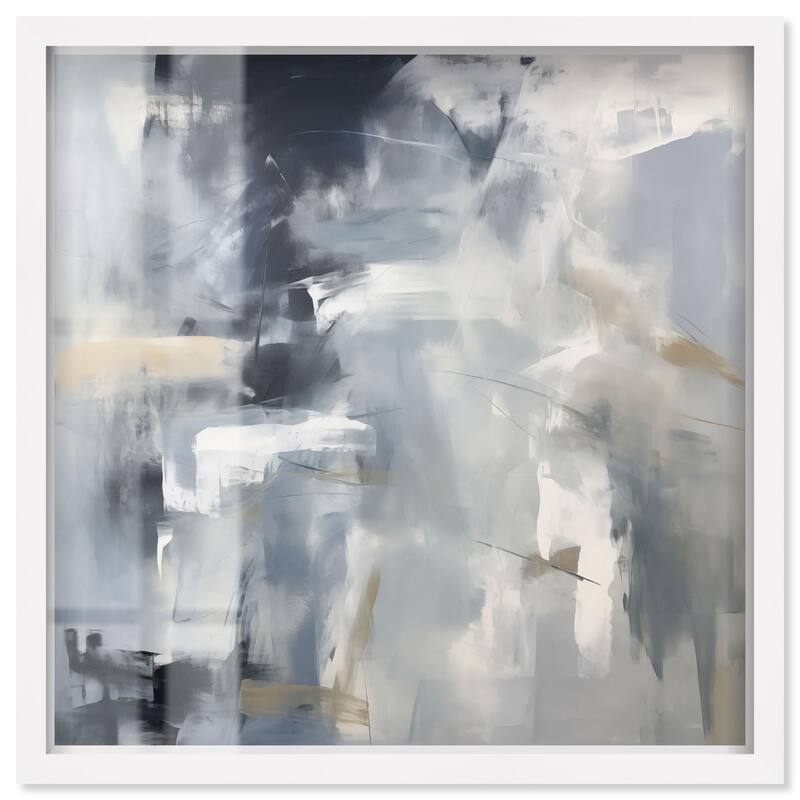 Contemplative Blues II Shadowbox by Art Remedy - White - 12" x 12"