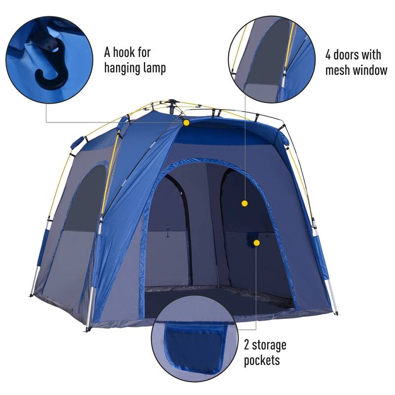 Outsunny 3-Season 5-Person Automatic Pop Up Outdoor Yurt Canopy Camping Tent w/ Easy Hydraulic Poles & Quality Materials